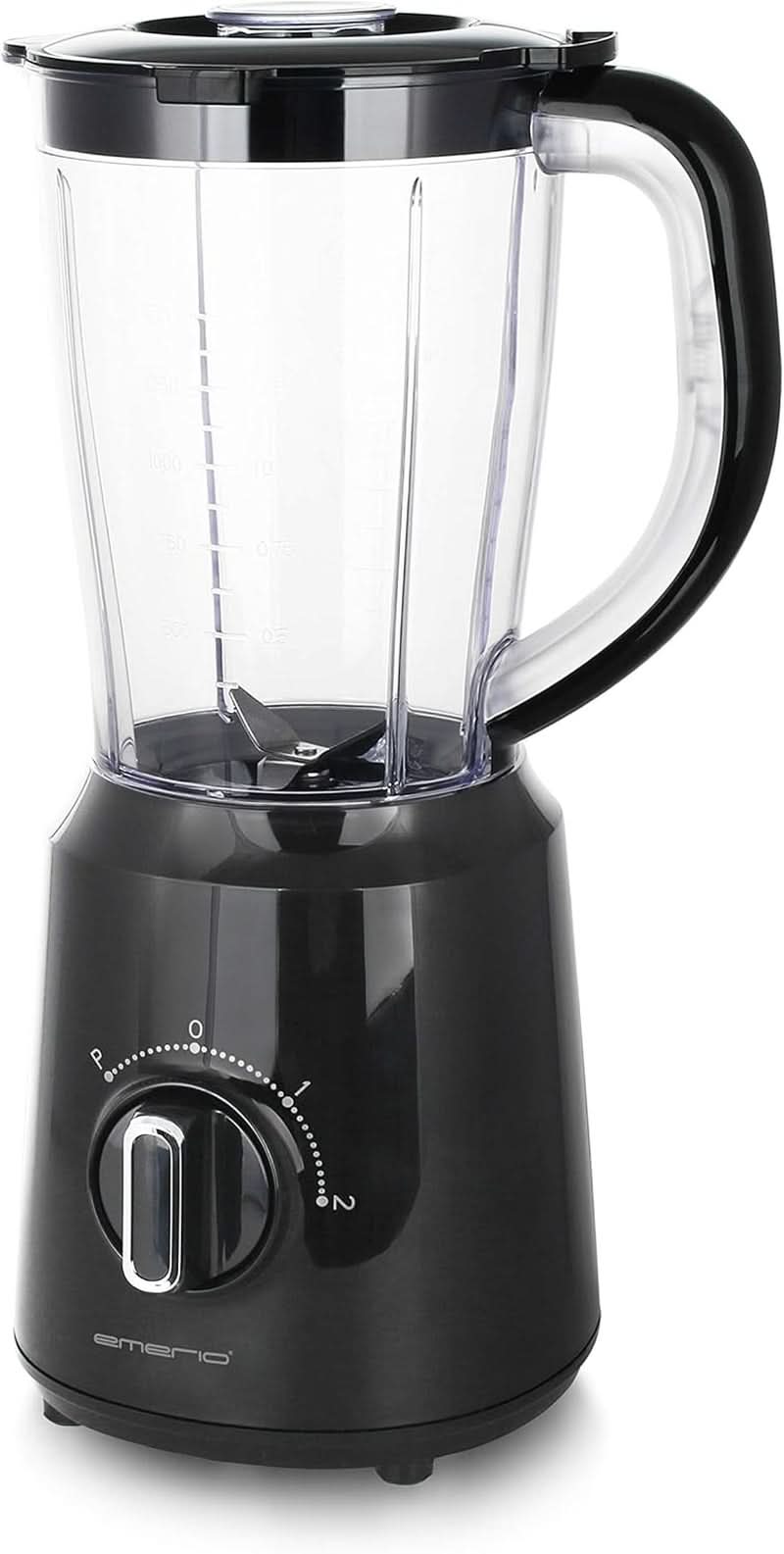 Emerio Standmixer BPA Frei Crush Ice Funktion 1.5L Beholder 2 Geschwindigkeiten + Pulse Funktion Messereinheit Aus Edelstahl Sicherheitsschalter Geschirrspülgeeignet 500 Watt BL-12816.8 Schwarz Bucatarie Naty Shop
