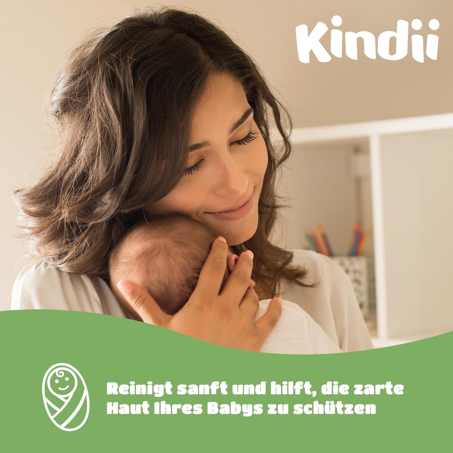 Kindii Natural Balance vådservietter til babyer – (1 x 60 stk.) Vådservietter til babyer og børn – Beskyttende, Aloe Vera, Delikat duft – 60 stk.