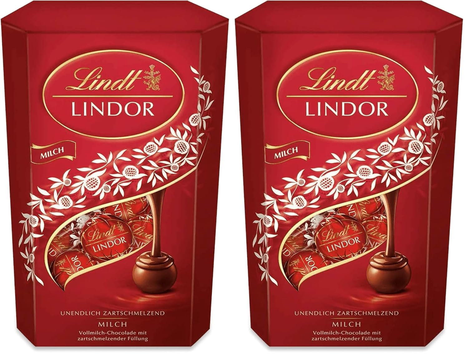 Lindt Chokolade | Mælkechokolade kegle LINDOR | 500g | 38 mælkechokoladekugler med smelte-i-mund-fyld | Chokolade gave