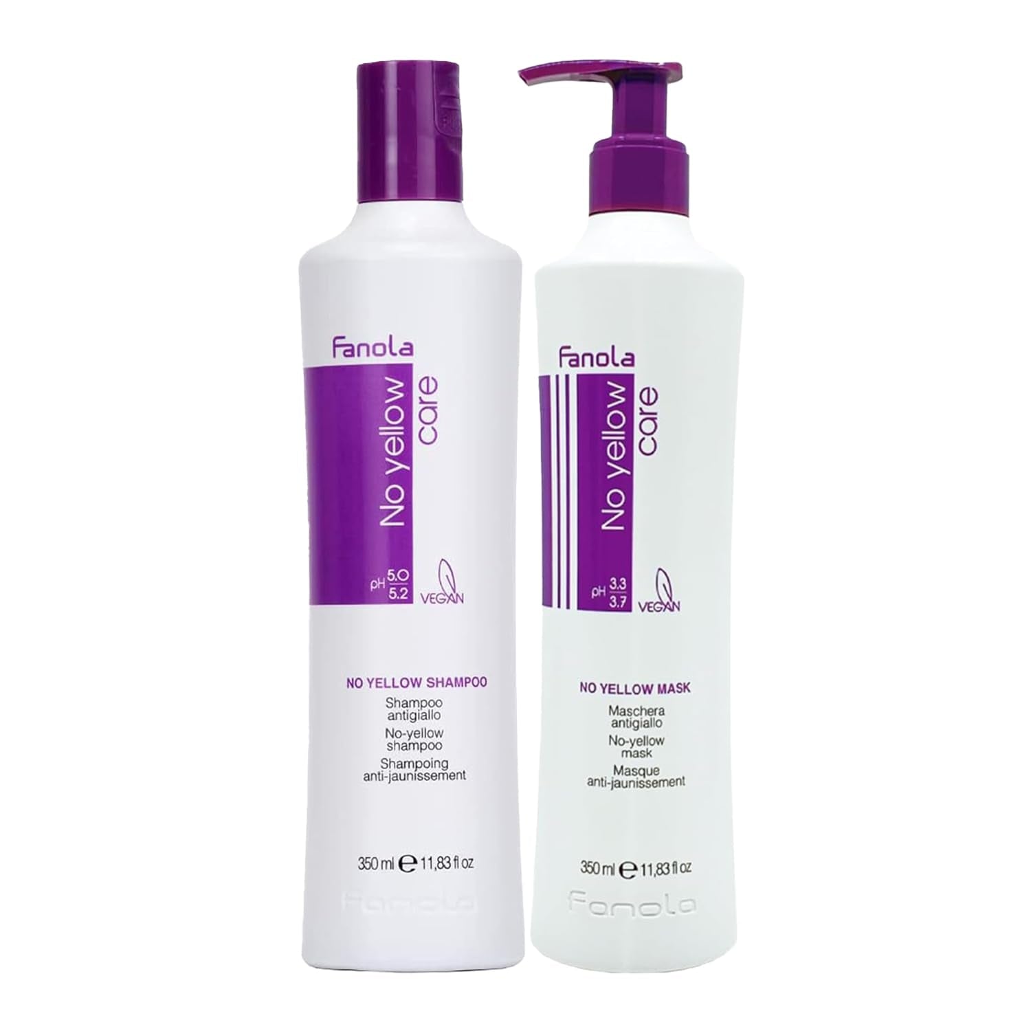 Fanola No Yellow Silver Shampoo mod farvet hår med pletter Fanola Brusebad og Bad 350 ml Fanola No Yellow Mask Pack