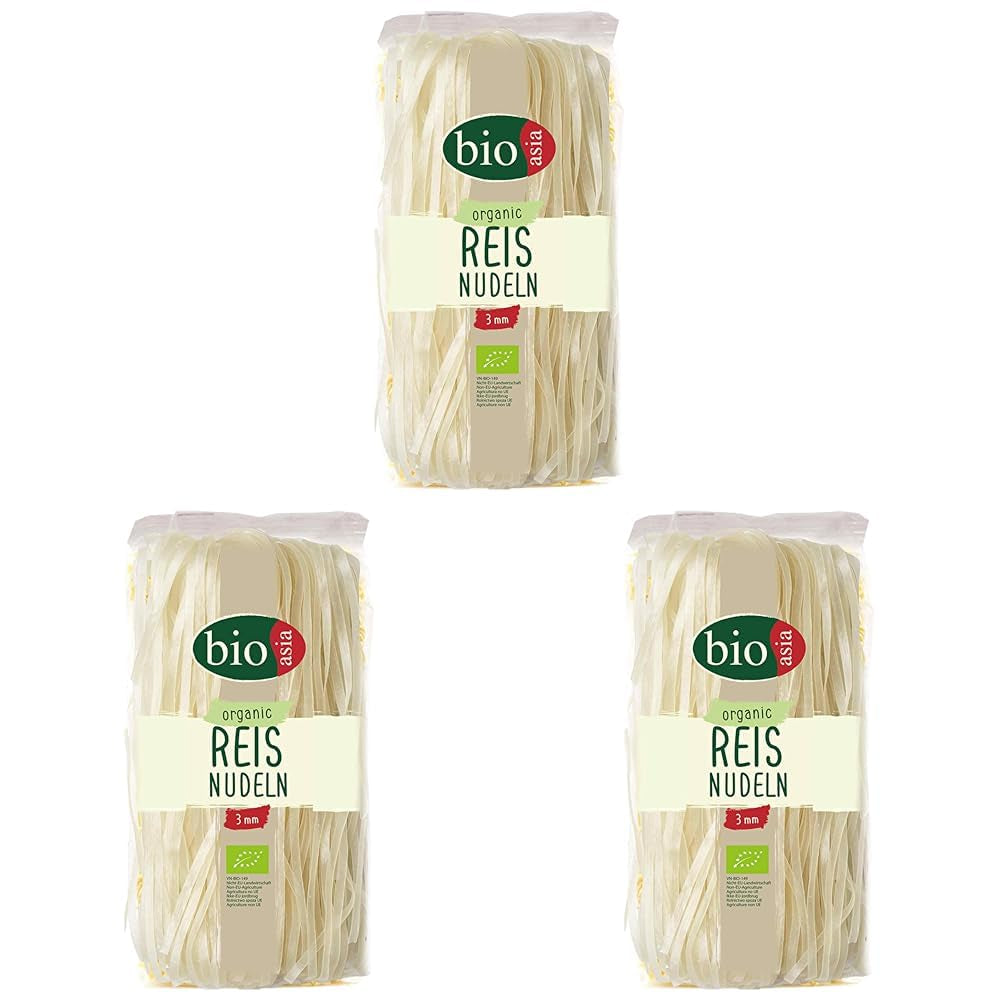 BIOASIA økologiske risnudler, 100 % økologiske rismel asiatiske nudler, glutenfri og vegansk, 1 x 200 g