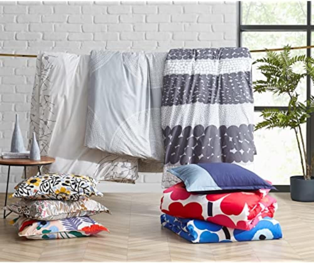 MARIMEKKO Set de lenjerie de pat Queen, lenjerie de pat din bumbac percale cu fețe de pernă asortate, decor de casă pe tot parcursul anului (Pieni Letto, Multicolor, pat Queen size) Plapumi si pilote Naty Shop
