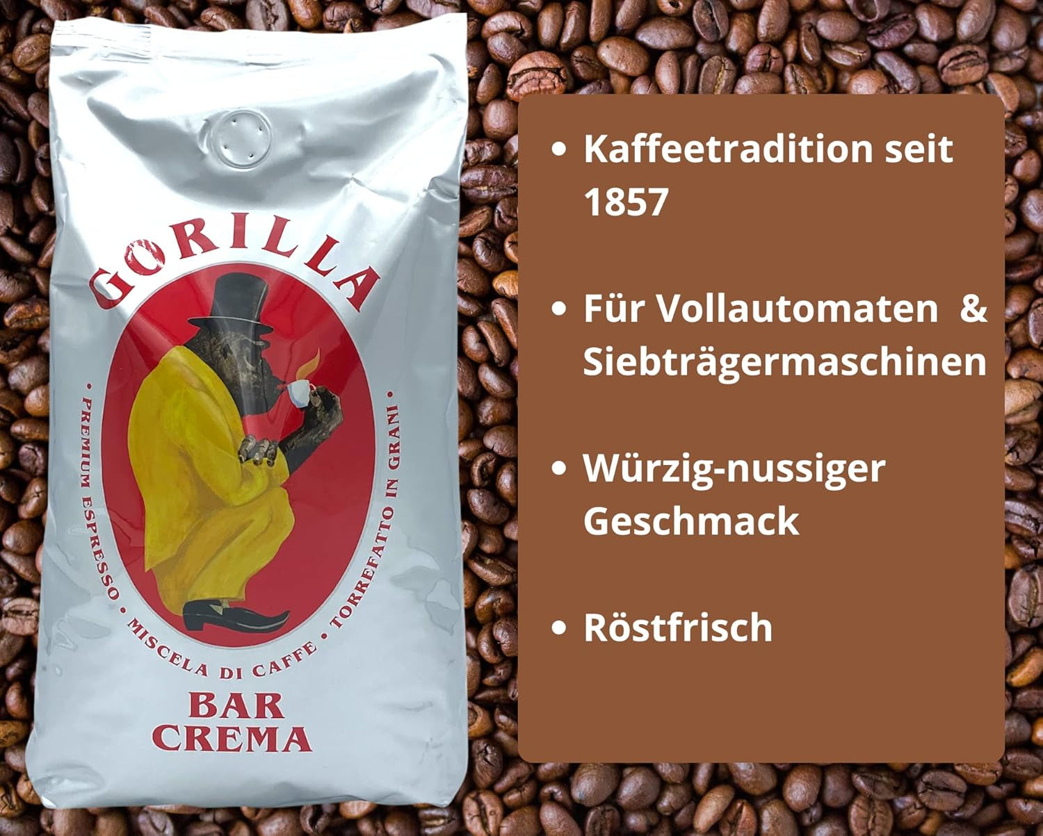 Gorilla Espresso Bar Crema 3x 1000g Produse de patiserie Joerges + Jassas | Cafea Gorilla | Gorilla Espresso