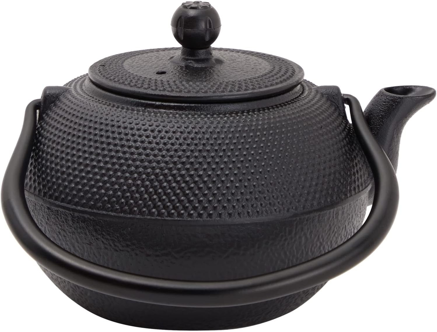 Set de ceai japonez Juvale cu ceainic din fontă (1200 ml), farfurie și 2 căni, set de ceai în stil Tetsubin, negru
