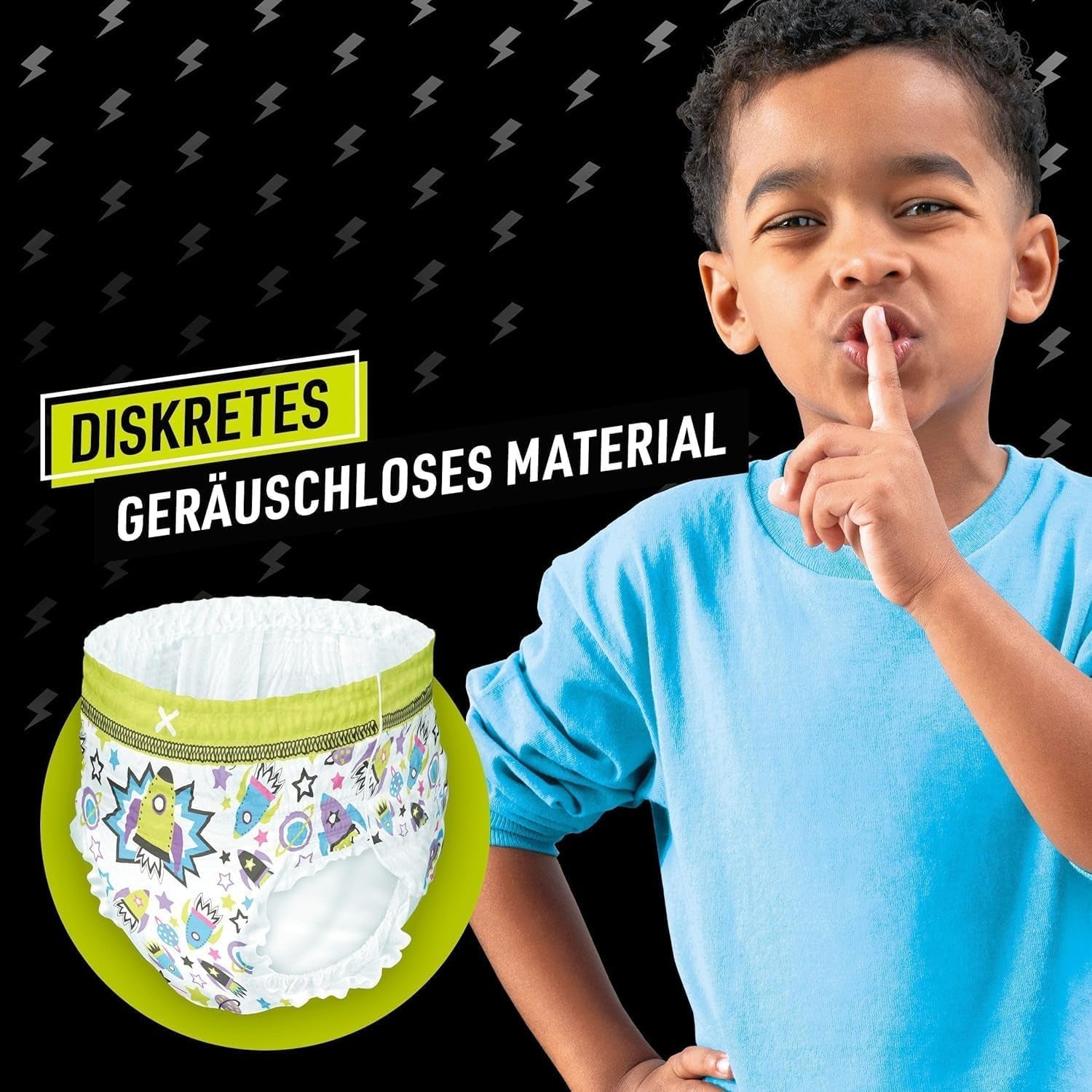 Rumskibspyjamasbukser, 9 absorberende natbukser, 8 år, 27 kg-43 kg, lækagebeskyttelse hele natten