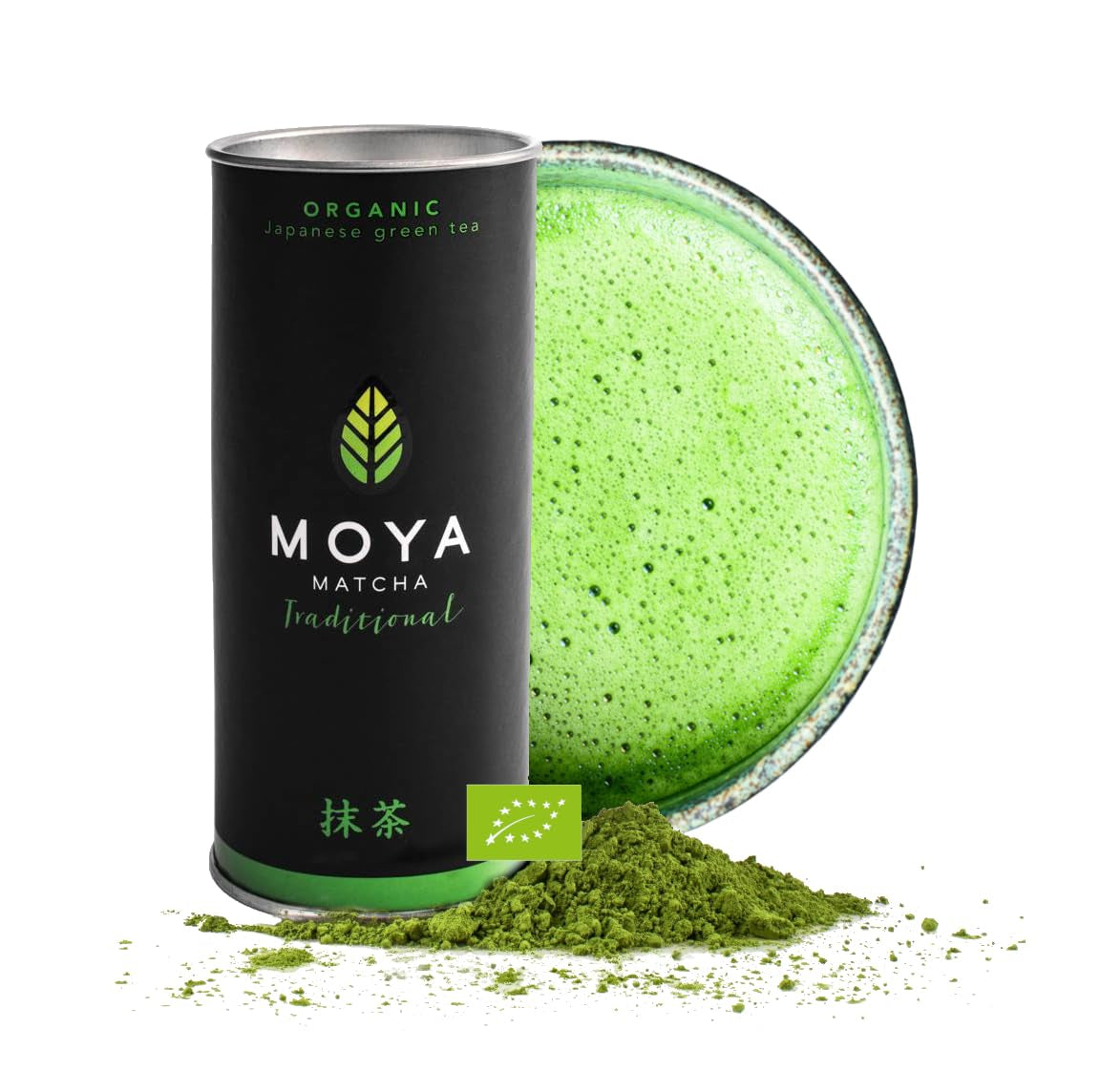 Moya Matcha ceai organic pudră verde | 100 g calitate tradițională de ceremonie 30 g | Cultivat și recoltat organic în Uji, Japonia | Perfect pentru a fi băut cu apă, latte matcha, smoothie-uri și limonade