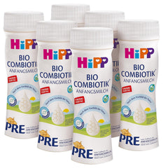 HiPP PRE Organic Combiotic Formula Klar til at drikke (6 x 200 ml) Spædbørnsmælk fra fødslen indeholder kun laktose som kulhydrat Bedste økologiske