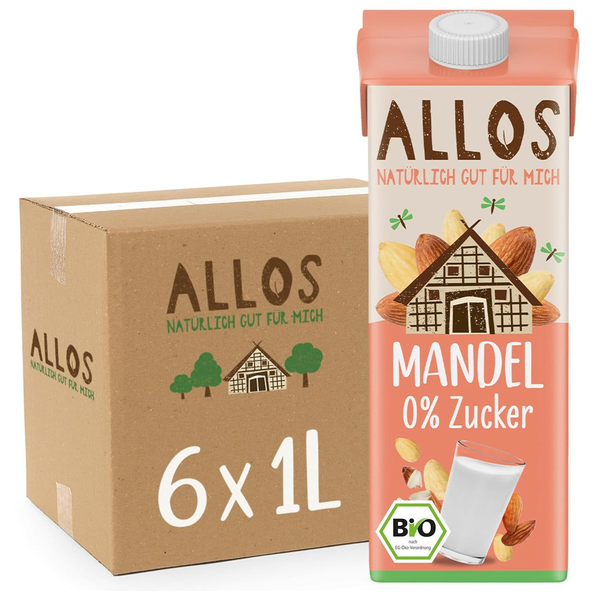 Allos Mandeldrink Sukkerfri Mandel Natur Vegansk Laktose 1L