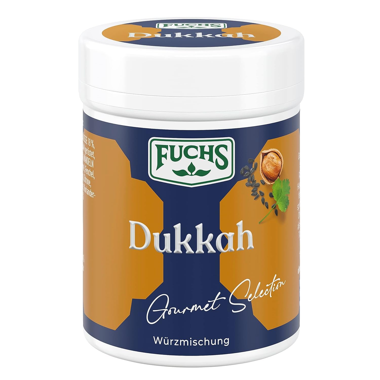 Fuchs Gewürze Gourmet Selection Naher Osten-Afrika – Dukkah Gewürzmischung, nachfüllbarer Gewürz Mix, zum Verfeinern von Fisch und Lamm, vegansk, 50 g
