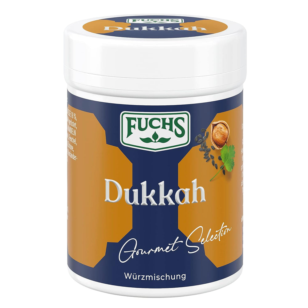 Fuchs Gewürze Gourmet Selection Naher Osten-Afrika – Dukkah Gewürzmischung, nachfüllbarer Gewürz Mix, zum Verfeinern von Fisch und Lamm, vegansk, 50 g