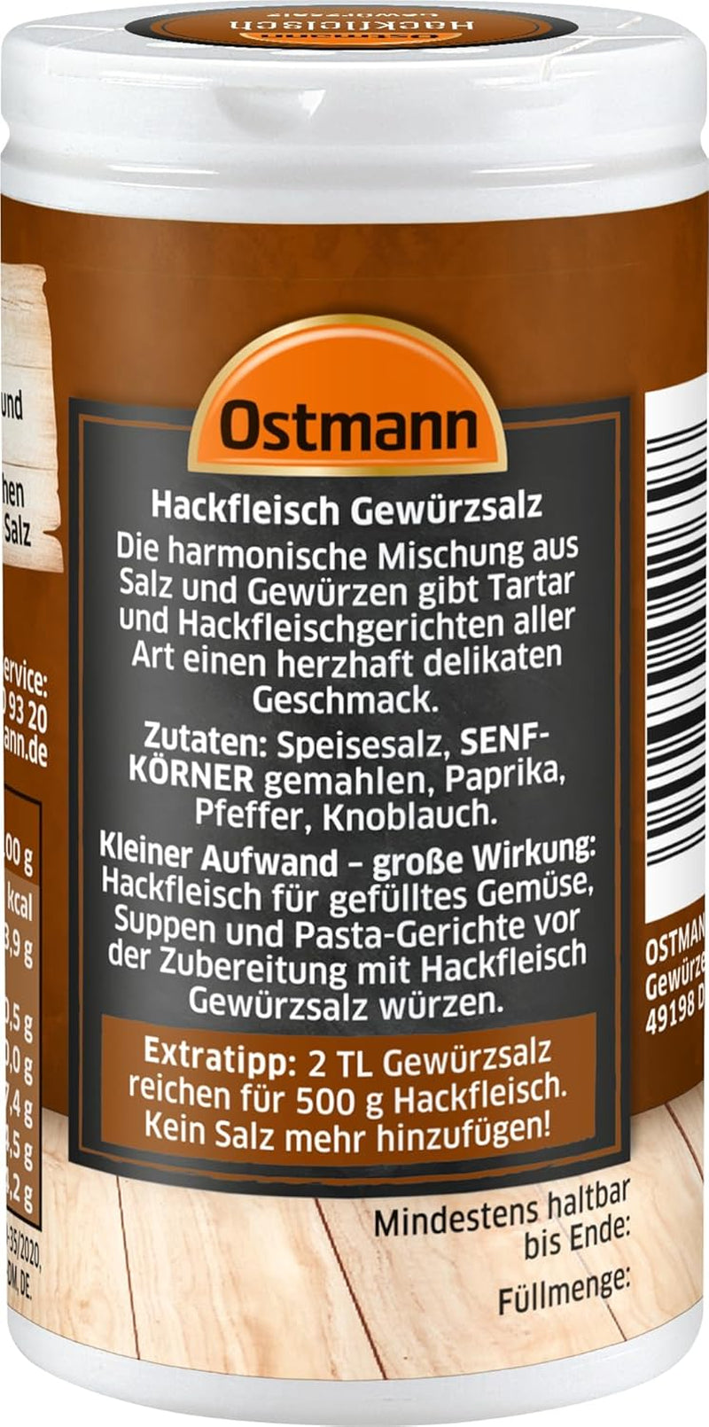 Ostmann Gewürze - Hackfleisch Gewürzsalz | Gewürz für Hackfleisch, Buletten eller Cevapcici | 60 g i Streudose