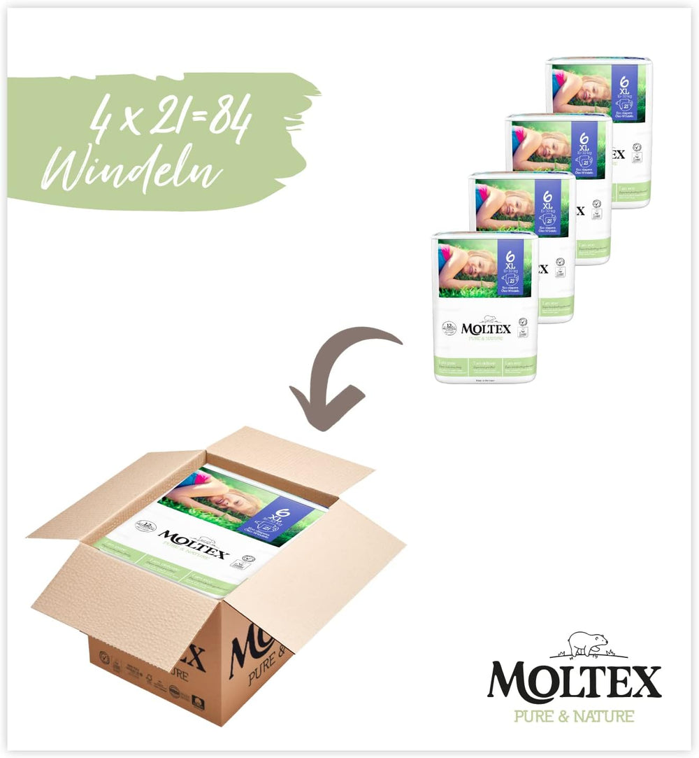 Pure & Nature Økologiske bleer Størrelse 6 XL (17-28 kg) Månedsæske 84 Økologiske bleer