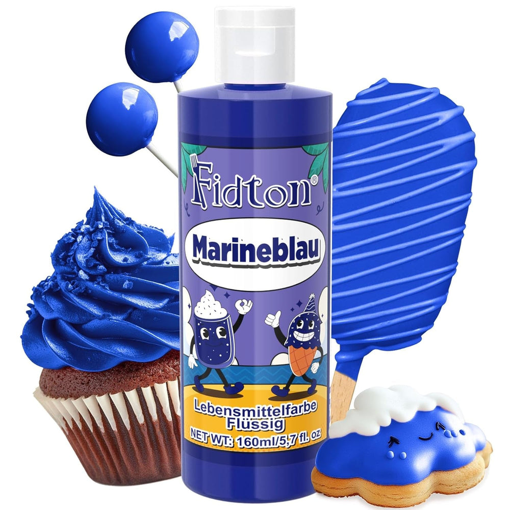 Lebensmittelfarbe Gel - Fidton 12 Farben Hochkonzentrierte Lebensmittelfarben, Food Coloring Set Für Lebensmittel Farben, Fondant, Essbare Tortendeko, Eier Färben, Backen, Glasur, Makronen - 6 Ml Naty Shop 160 Ml (1Er Pack) Marineblau