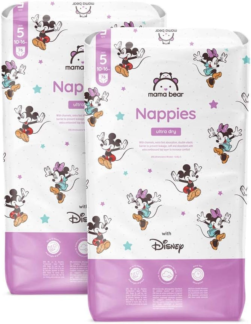 Amazon-mærke: Mama Bear Disney Ultra Dry Bleer, Størrelse 3 (4-9 kg) - Månedlig æske, hvid, 172 Antal (2 pakker af 86)