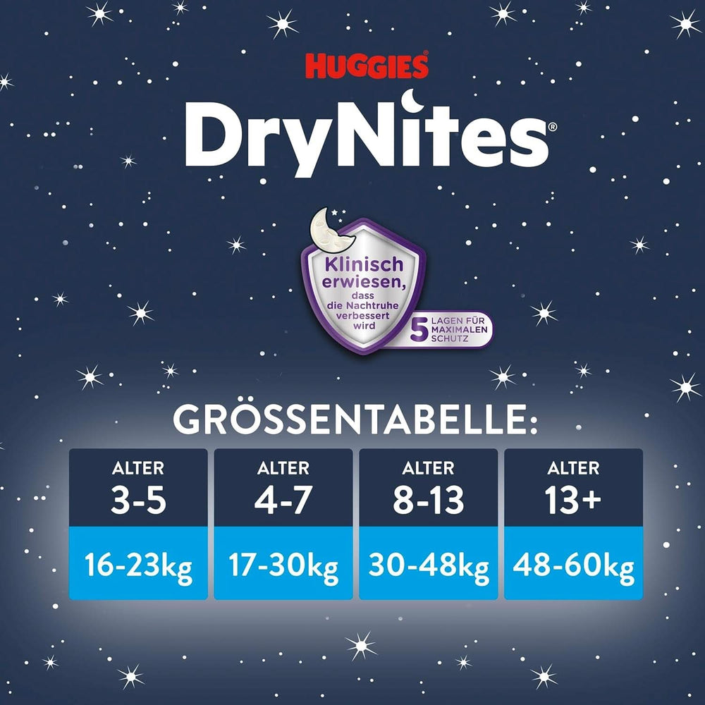 HUGGIES Drynites natbleer, til drenge 4-7 år (17-30 kg), 30 stk. Naty Shop