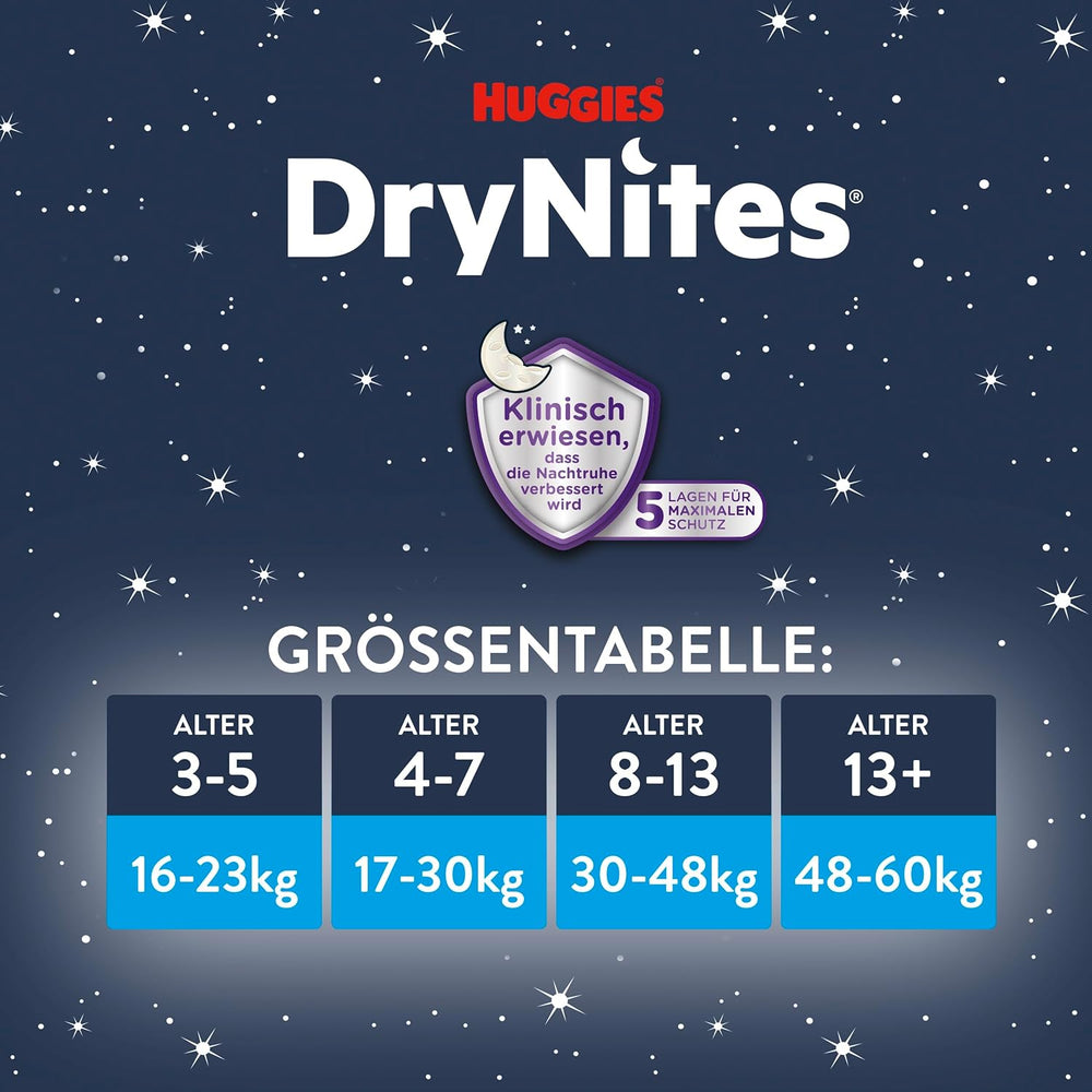 DryNites Absorberende sengevædningsbleer til drenge 4-7 år (17-30 kg), Jumbo månedlig pakke, 64
