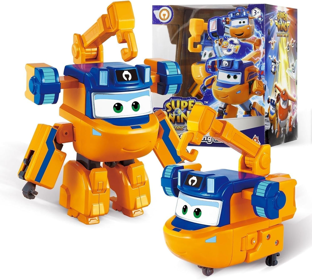 Super Wings Transformation Plane Supercharged Traver, ca. 12,7 Cm Store børn Legefigur Legetøj Fly og Robot Figur til drenge og piger over 3 år Sølv Action Figurer Naty Shop Marty