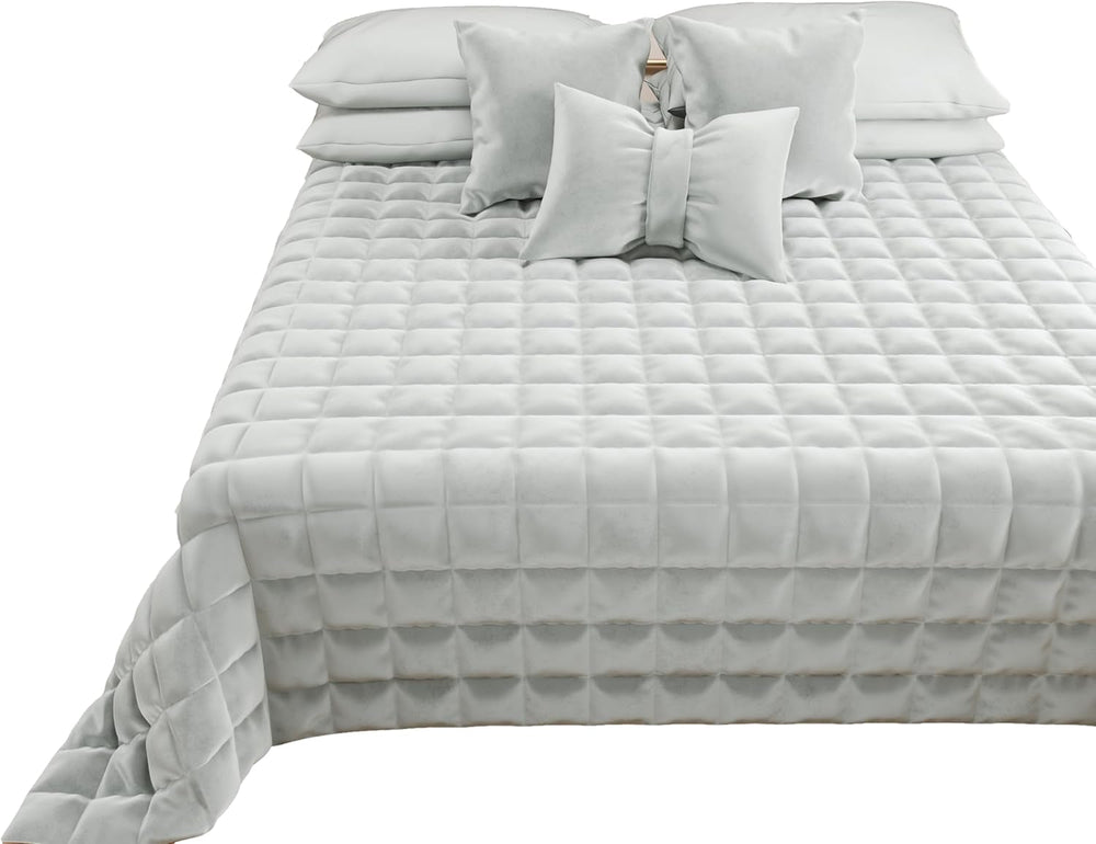 PETTI Artigiani Italiani - Cuvertură pentru pat single, cuvertură cu două fețe, cuvertură de primăvară, albastru miezul nopții, alb, 100% Made in Italy Plapumi si pilote Naty Shop Gri Dimensiune pat 140 (240X260 Cm)