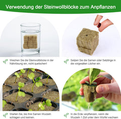 Cuburi pentru răsaduri Rockwool, 56 bucăți, 4x4x4cm. Ecologice și bine aerate pentru cultivarea fără sol a răsadurilor, butașilor și clonelor.