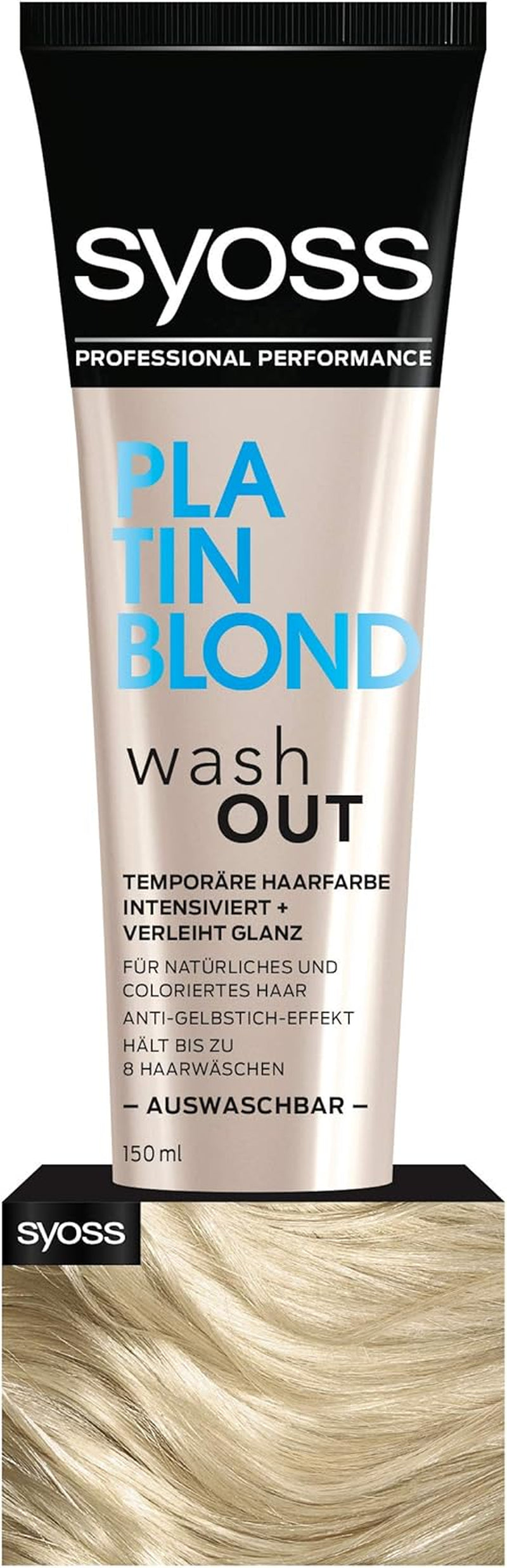 Syoss Wash Out Temporary Hair Colour Platinum Blonde (150 ml), vopseaua de păr lavabilă reînvie culorile, nuanța durează până la 8 spălări ale părului Vopsea pentru par Naty Shop 1