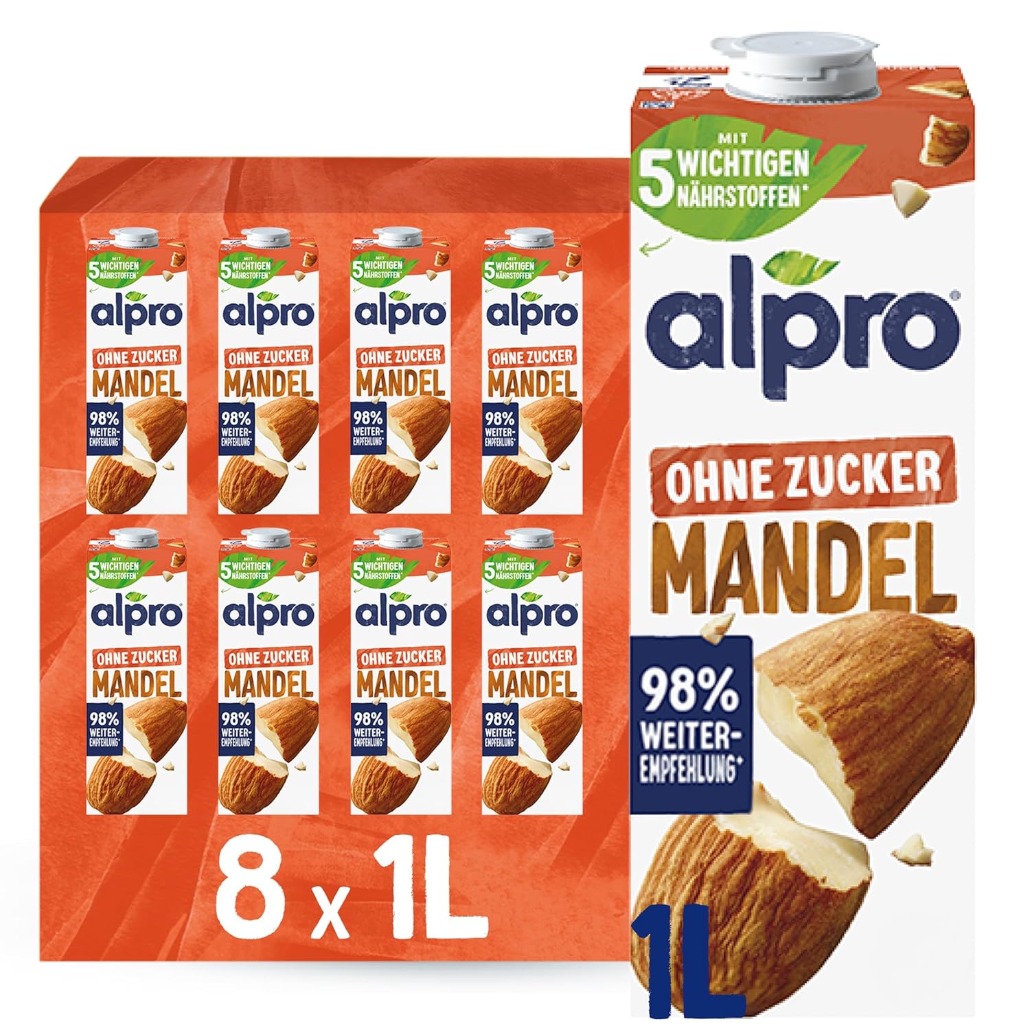 Alpro Mandeldrink Sukkerfri - Kilde til calcium og vitaminer