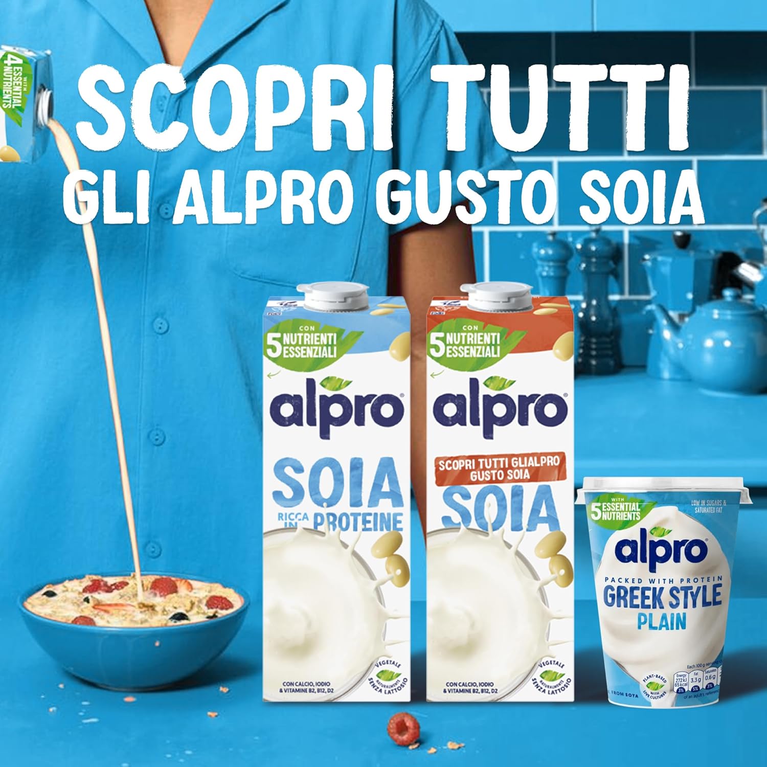 Alpro Soya Drink Natural 12x1L - Lactose Zero, Glutenfri