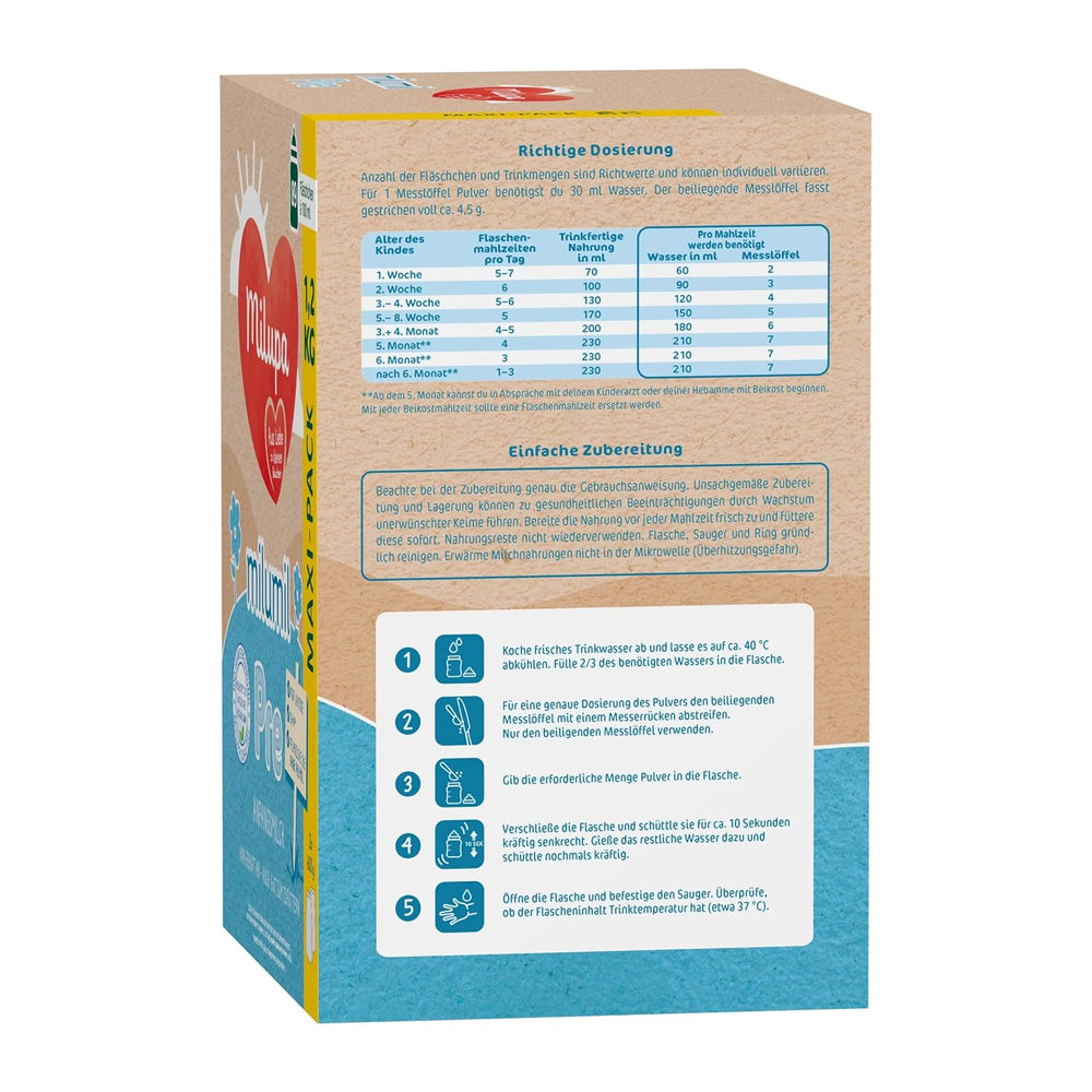 Milupa Milumil Pre, mælkepulver til babyer - Med vigtige næringsstoffer og uden palmeolie - 800 g Naty Shop