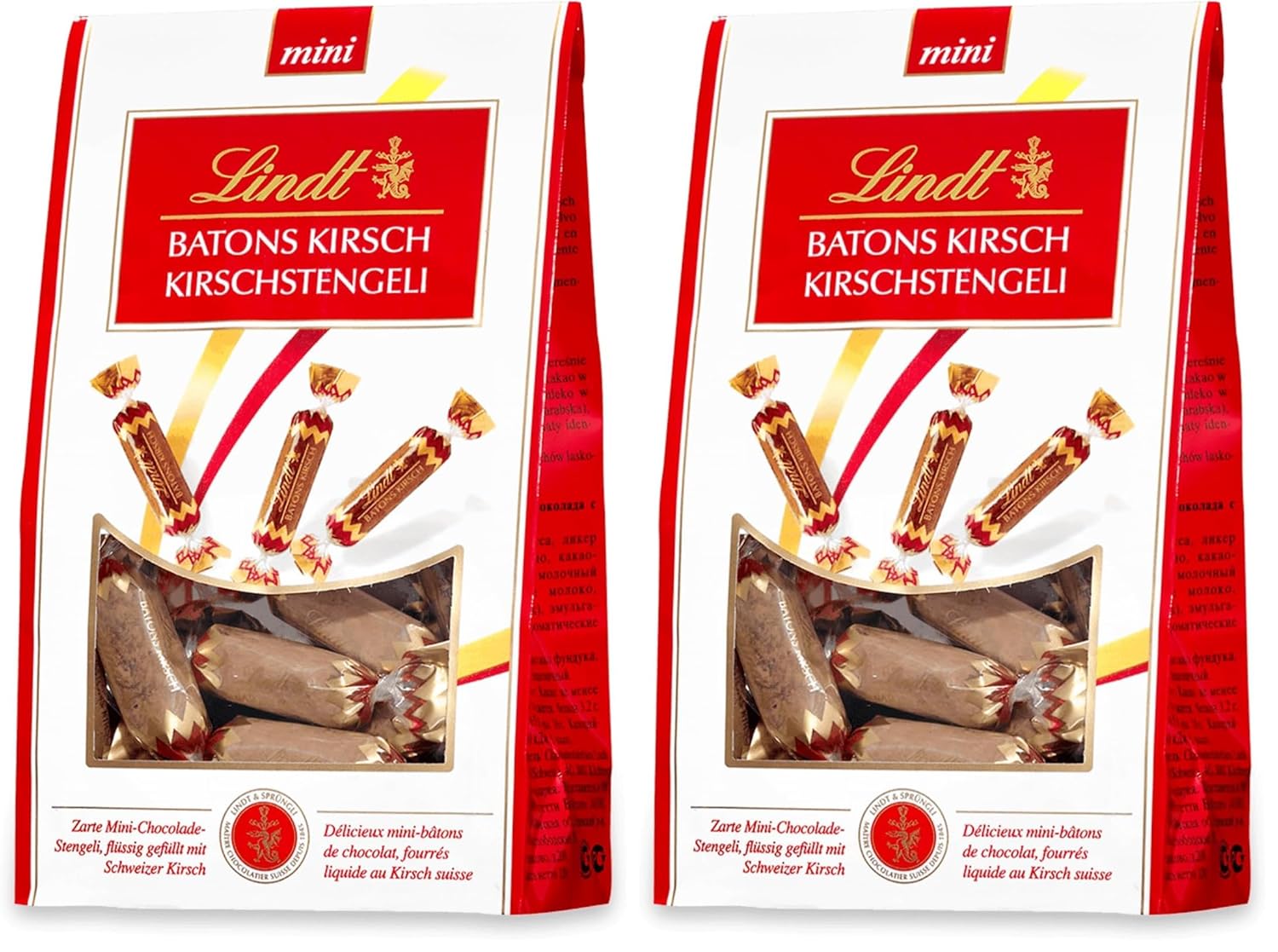 Lindt Cherry Mini Stick - Chokoladestave med schweizisk kirsebærlikør Lækker gave med alkohol