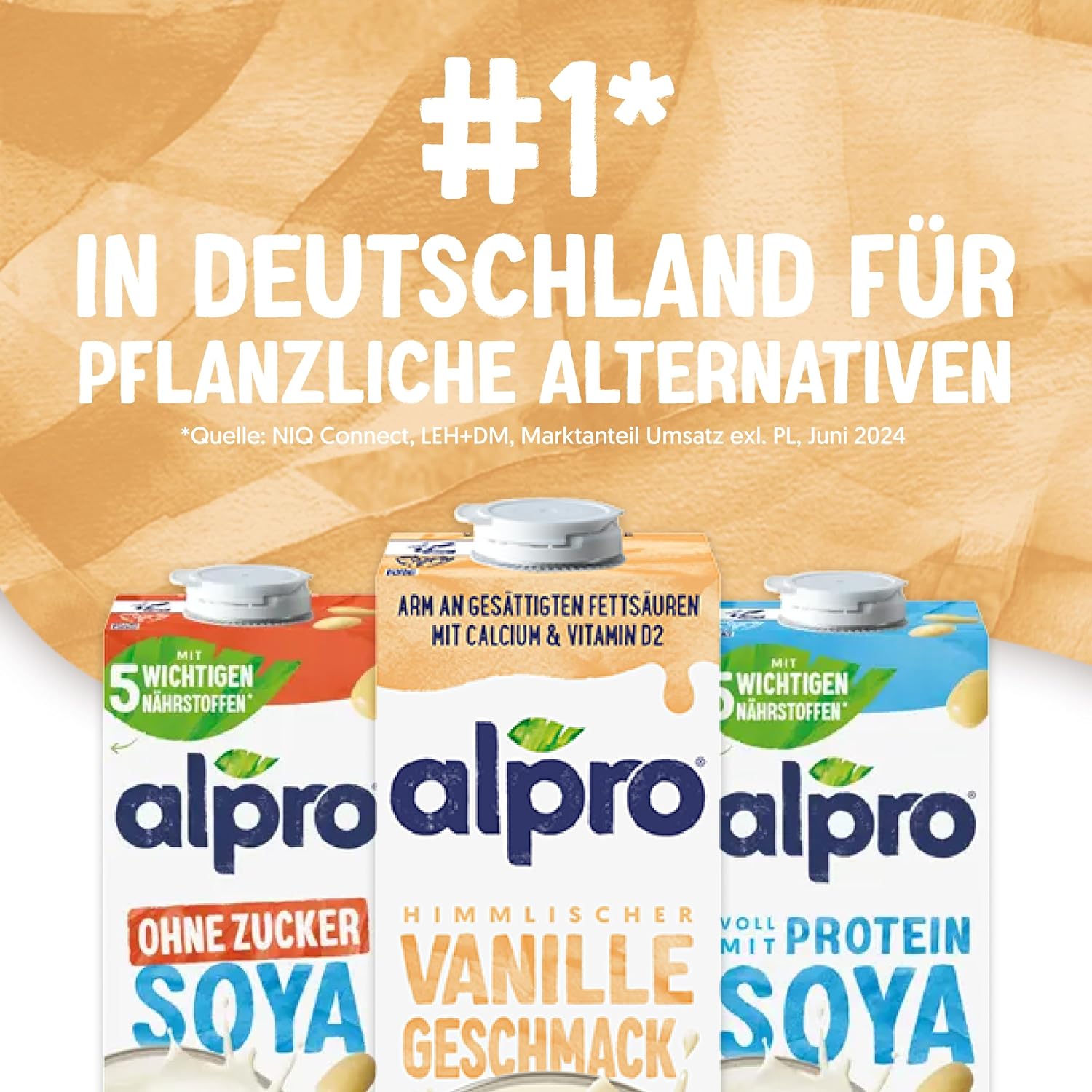 Alpro Vanilje Sojamælk 8x1L - Vegansk og rig på calcium