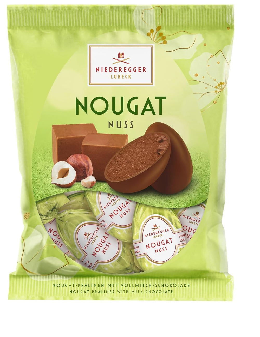 Niederegger | Nougatæg | 1 x 87g | Hasselnøddeæg og nougat dækket af mælkechokolade | påskegave | påskeæg