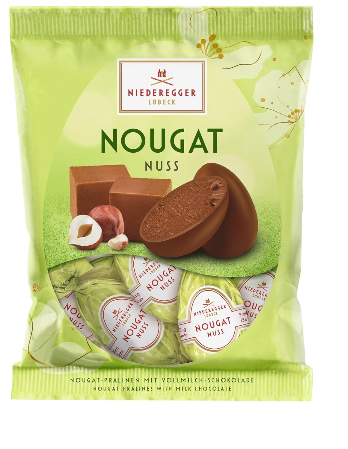 Niederegger | Nougatæg | 1 x 87g | Hasselnøddeæg og nougat dækket af mælkechokolade | påskegave | påskeæg