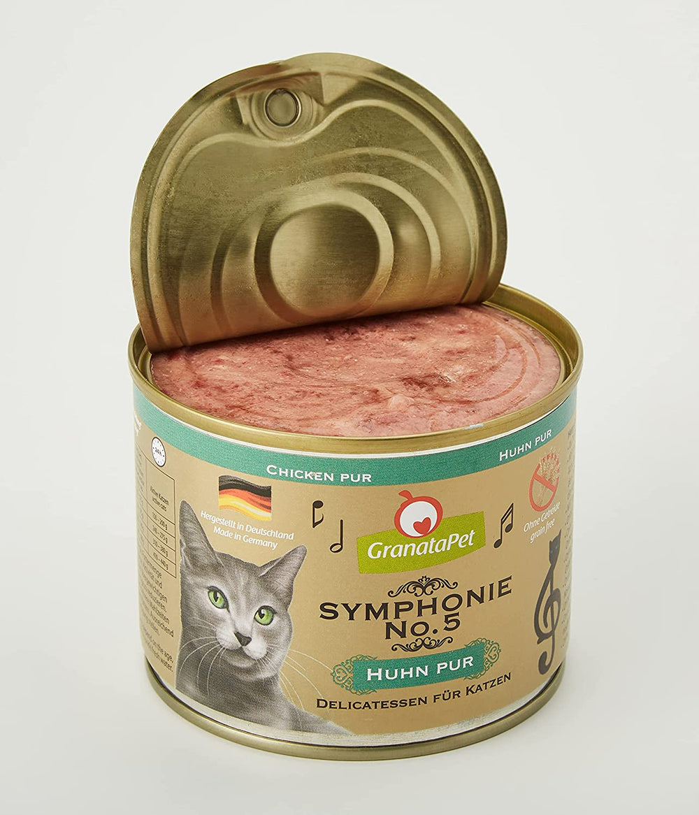 GranataPet Symphony No. 5 Pui Pur, hrană pentru pisici fără cereale și zahăr, file în jeleu natural, hrană umedă delicată pentru pisici, 6 x 200g