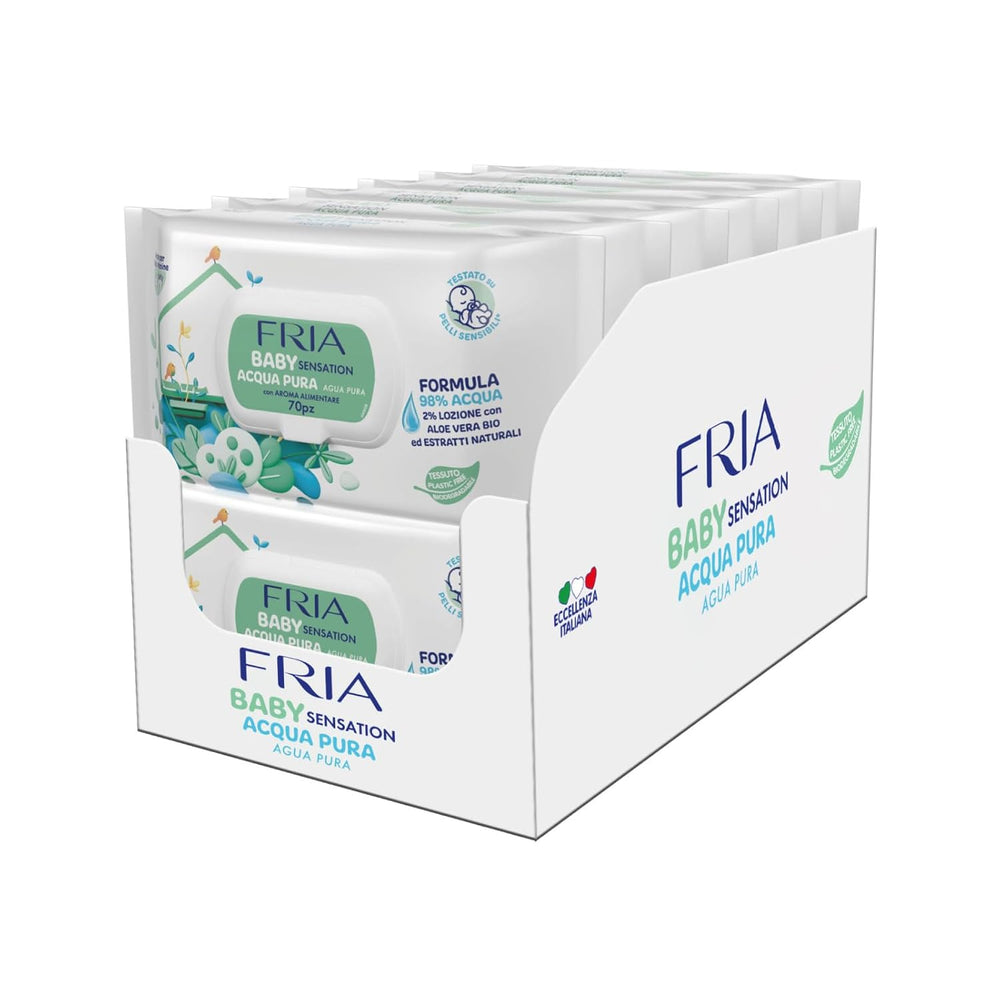 Baby Sensation Pure Water vådservietter, formuleret med 98 % renset vand til hudrensning, dermatologisk testet, økonomipakke med 840 servietter