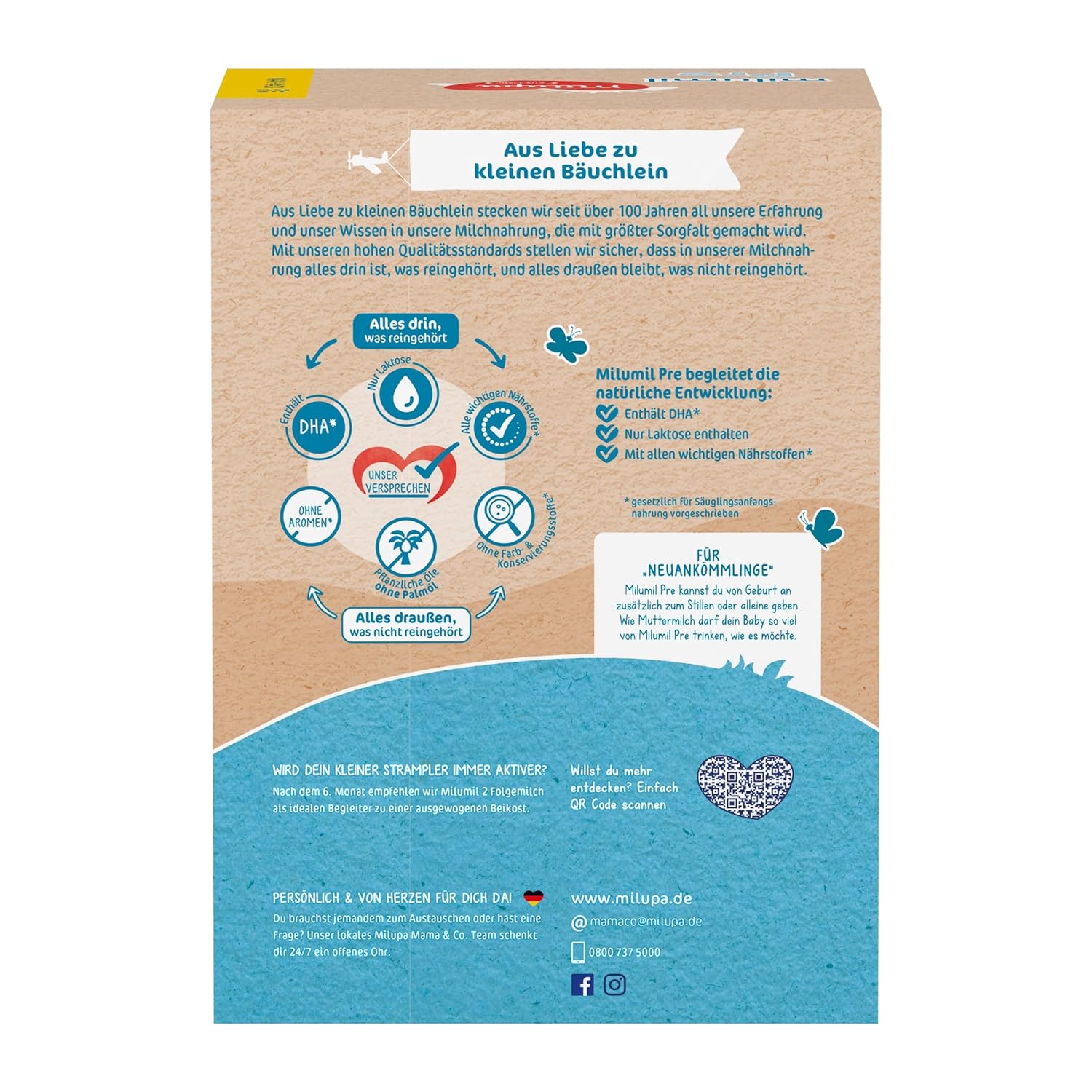 Milupa Milumil Pre, mælkepulver til babyer - Med vigtige næringsstoffer og uden palmeolie - 800 g Naty Shop