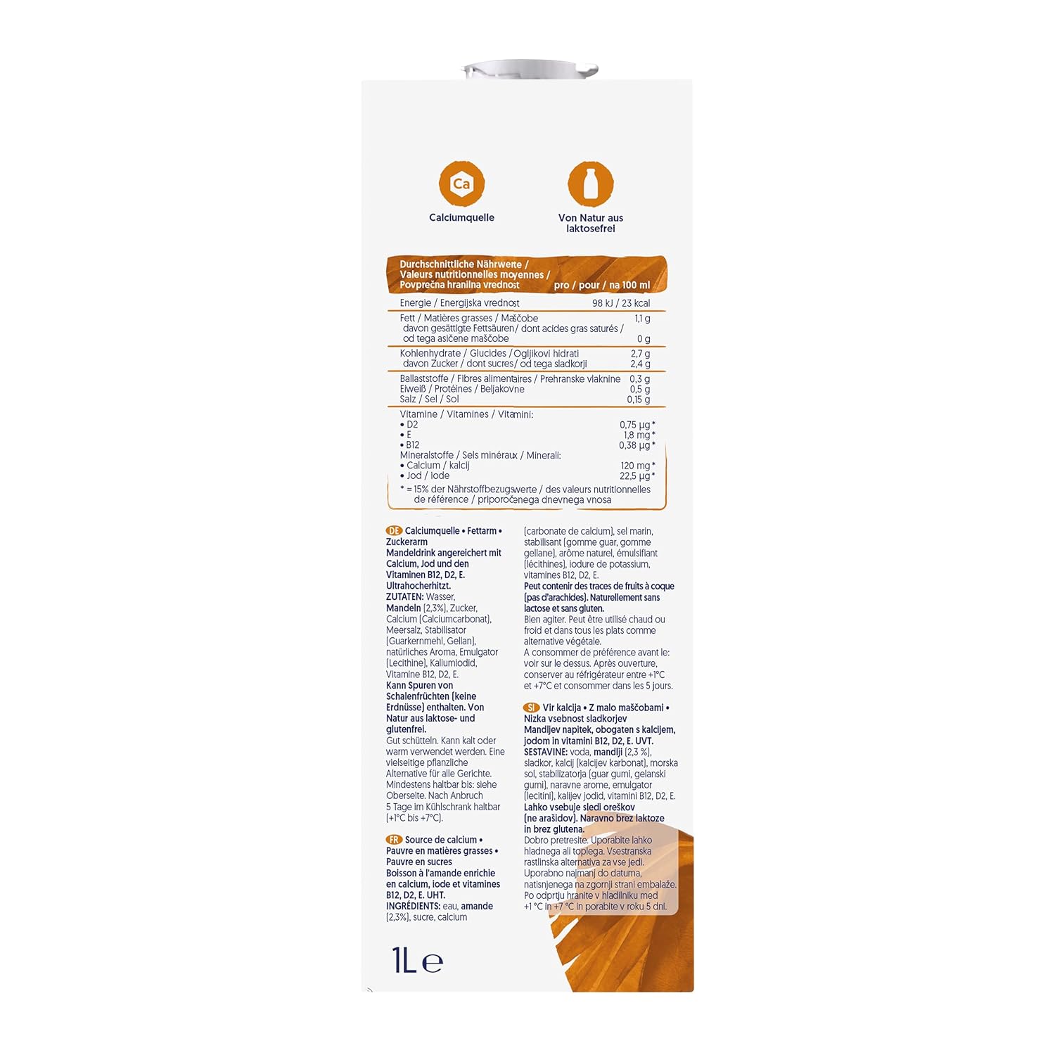 Alpro Mandeldrink Sukkerfri - Kilde til calcium og vitaminer