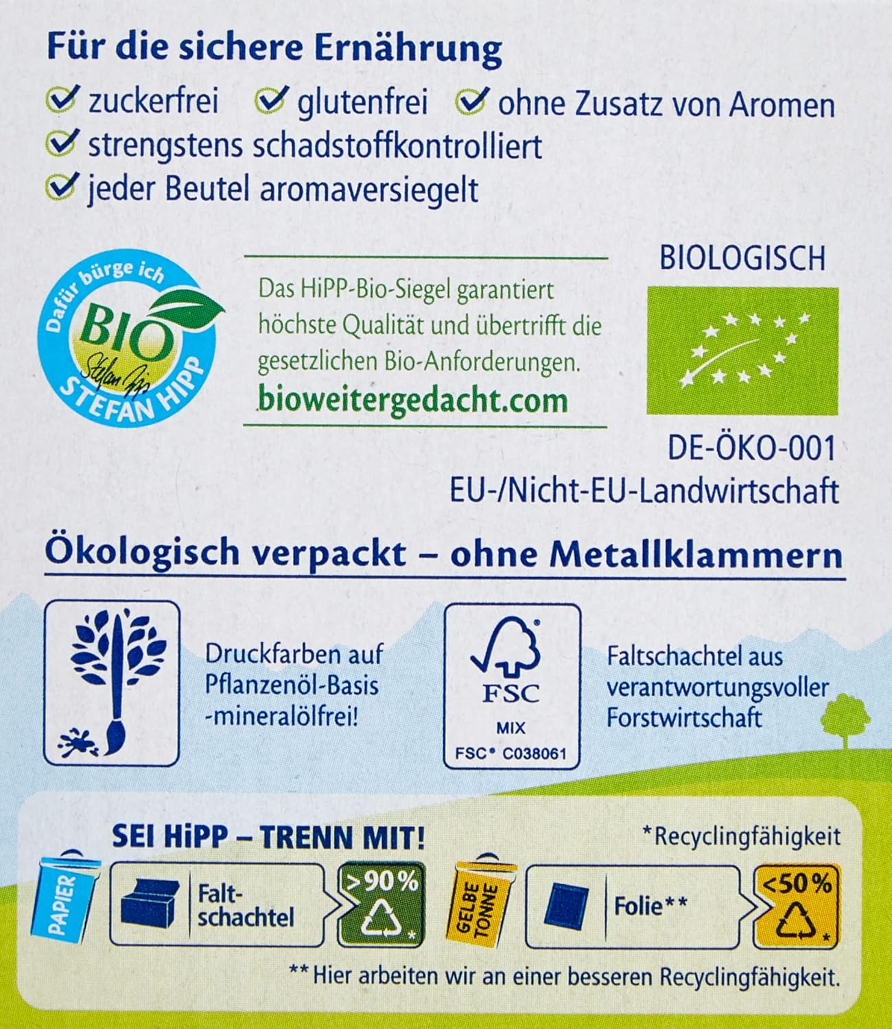 Hipp Organic Tea Drinks Ceai organic de musetel, pachet de 6 (6 x 30 g) Naty Shop