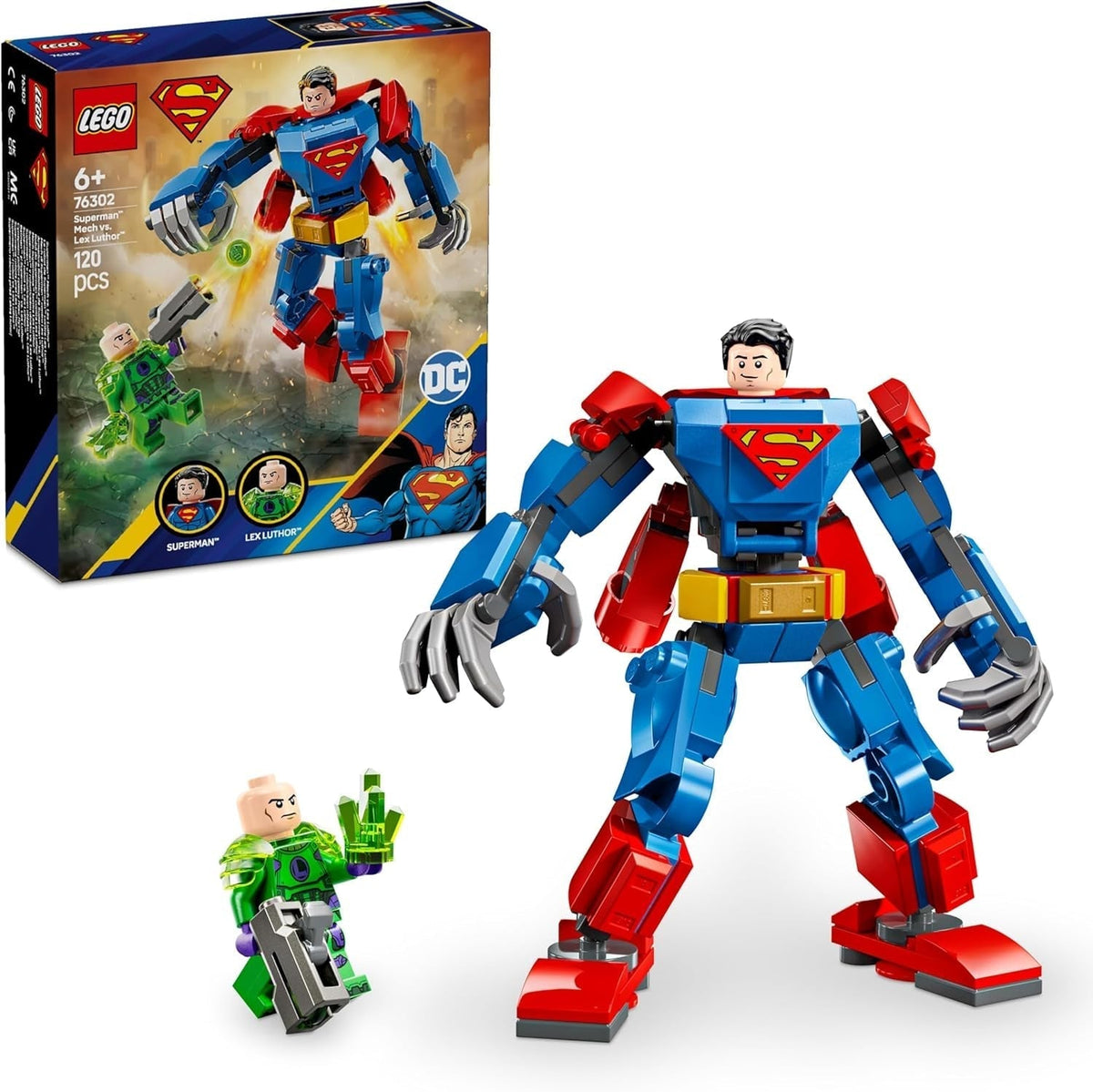 LEGO DC Superman Mech vs. Lex Luthor - Superheltelegetøj med 2 minifigurer - Bygbar actionfigur med bevægelige arme, ben og fingre - Gave til drenge og piger i alderen 6+ 76302 Byggesæt Besuche den LEGO-Store Standardtitel