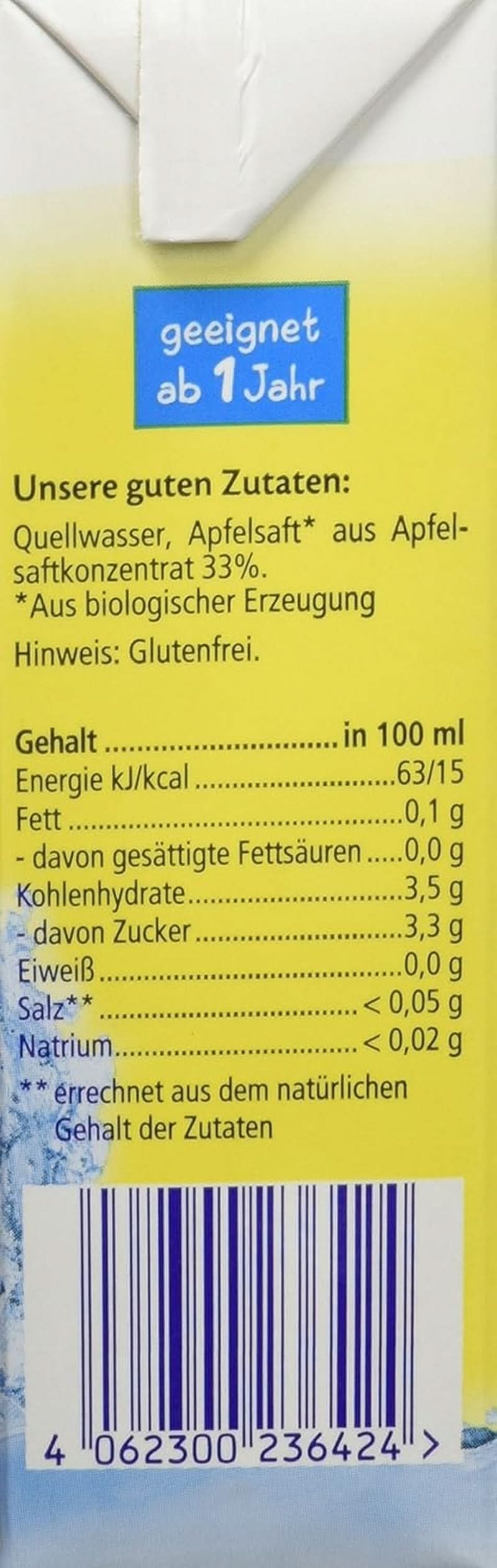 Hipp økologisk æblejuice med almindeligt vand, pakke med 15 (15 x 200 ml) Mor og barn Naty Shop