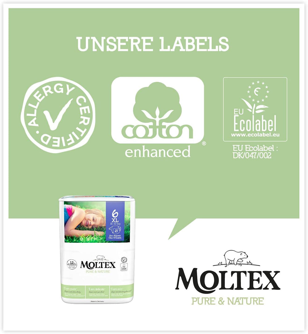 Pure & Nature Økologiske bleer Størrelse 6 XL (17-28 kg) Månedsæske 84 Økologiske bleer