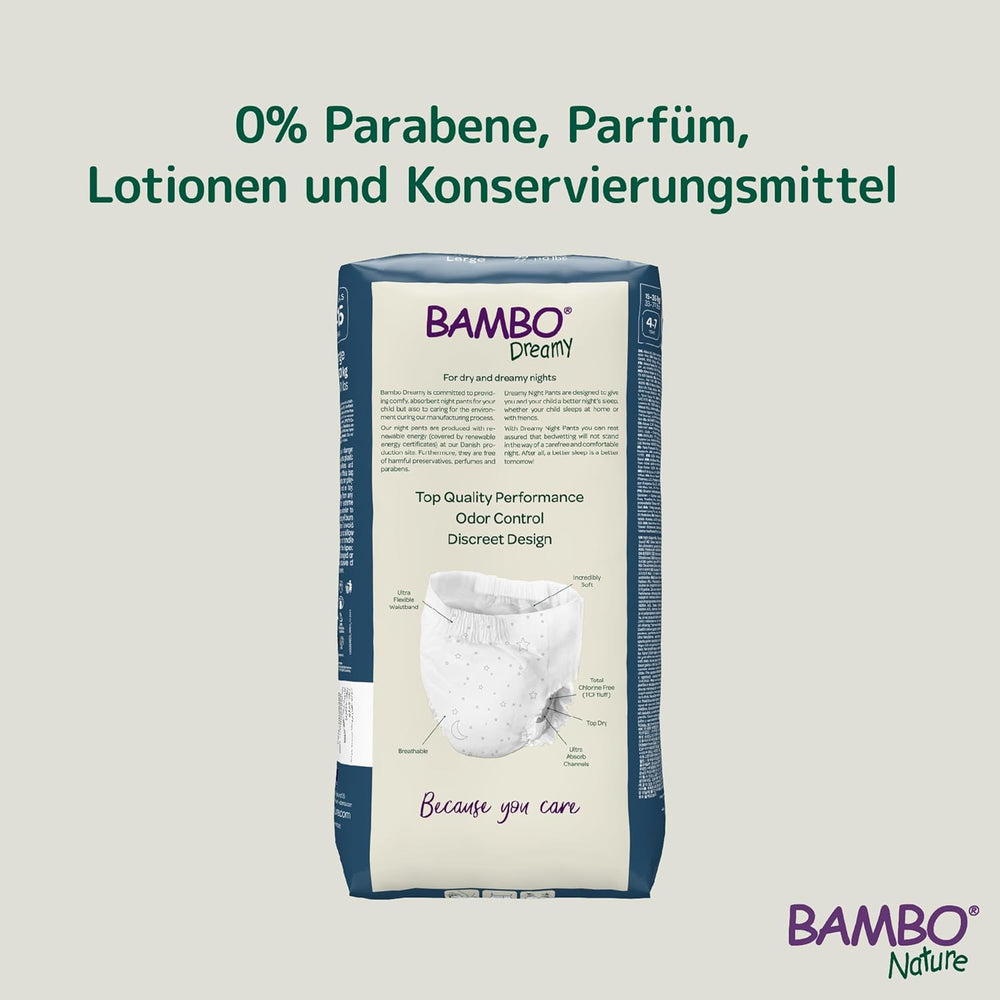 Bambo Dreamy Nighttime Pull-Up bleer, store (35-50 kg/77-110 lbs), 10-pack | Pull-Up bleer til børn | Ultraabsorberende sengevædende nattøj