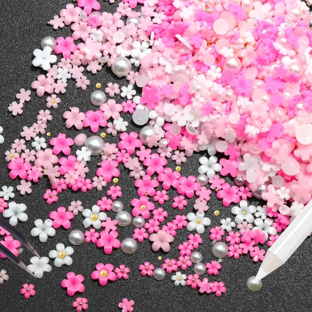 1 Karton Nail Art Charms, 3D Blumen Nagelkunst Charms, Acryl Blumen Nagel Strass Mit Ornamenten, Nagel Edelsteine, Nagel Zubehör Für Mädchen, Nagelkunst Dekoration, DIY Handwerk Nail Design