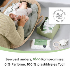 LILLYDOO Grønne naturlige vådservietter, 100 % plastikfri, parfumefri (FSC Mix) Naty Shop Baby vådservietter