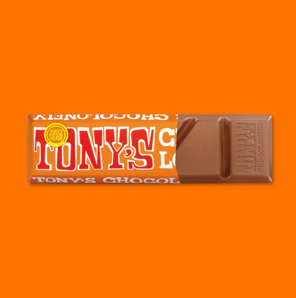 Tony's Chocolonely, mælkechokolade med karamel og havsalt 47g