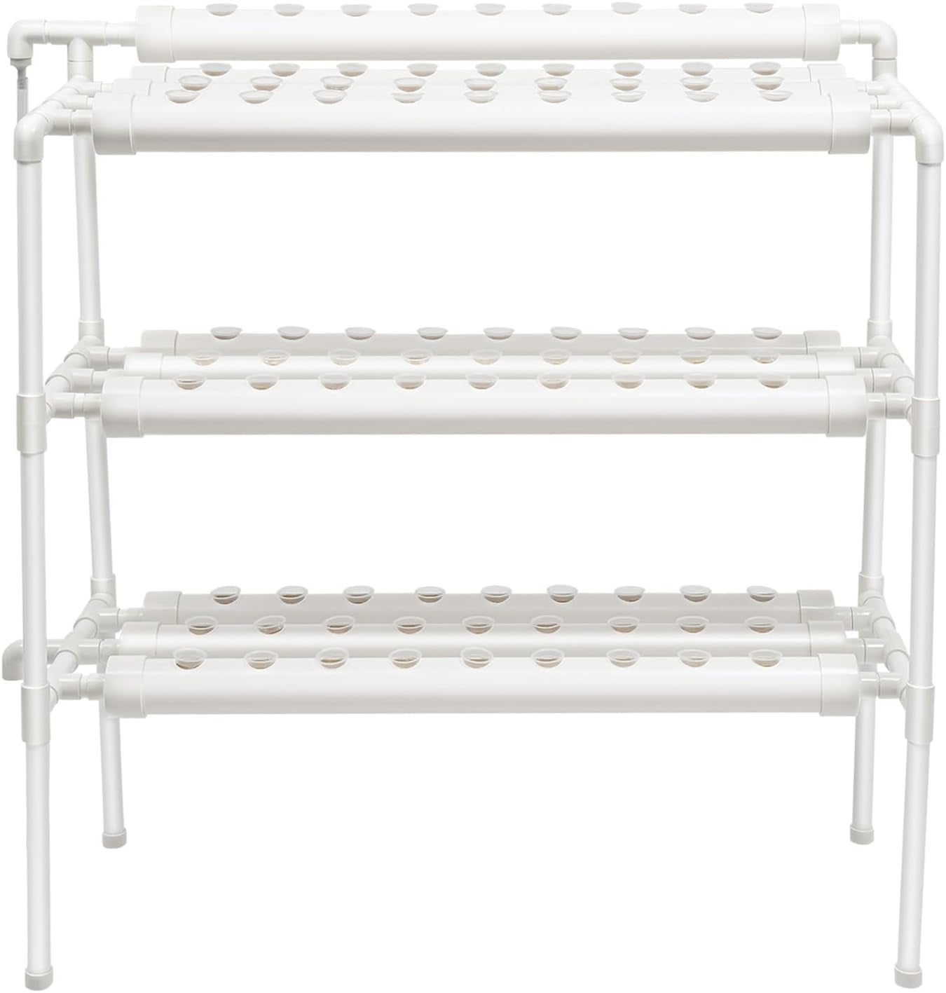 Kit de creștere hidroponică cu 3 straturi cu 90/108 poziții de plantare și pompă de apă, sisteme de creștere a plantelor fără sol din PVC, kituri de creștere hidroponică pentru cultivarea legumelor și fructelor (108 poziții de plantare)