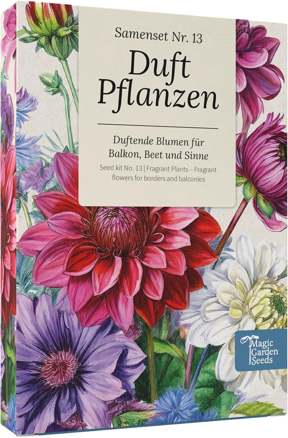 Magic Garden Seeds - Duftende plantefrøkasse - Blomstermagi til altan, blomsterbed og sanser - Gratis bestøvede frø, charmerende blomster som gaveidé til haveentusiaster