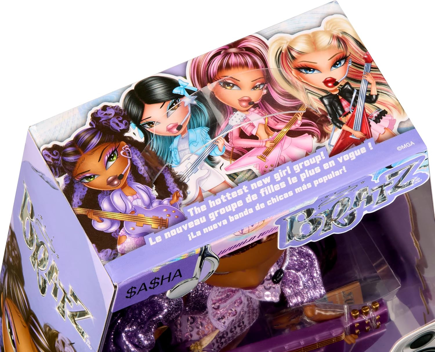 BRATZ Pop Starz Sasha – Păpușă la modă cu breloc de colecție, ținută și accesorii muzicale