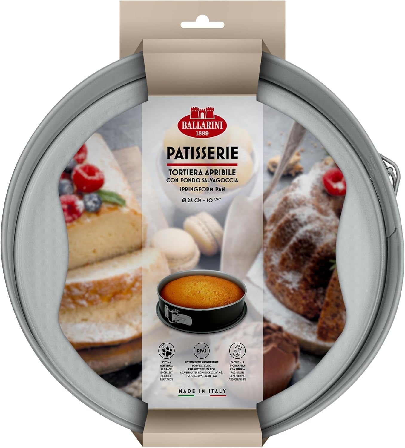 Ballarini, Bradepande, forskellige modeller Forme og bageplader Naty Shop Grå Forårskageform med drypfri bund 26 cm