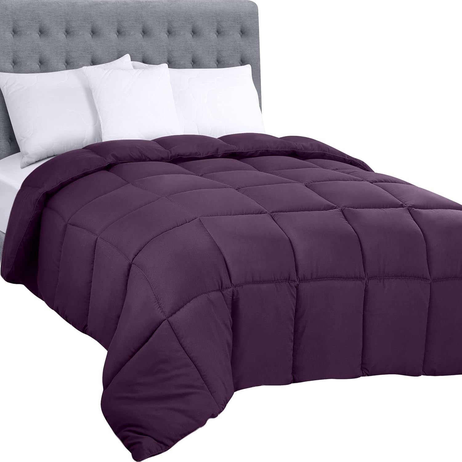 Plapumă Utopia Bedding pentru toate anotimpurile, 250 g/m², pluș, umplutură din fibre siliconizate, pat dublu, cusută în cutie (pat dublu, XL, gri deschis) Plapumi si pilote Naty Shop Violet King (pachet de 1)