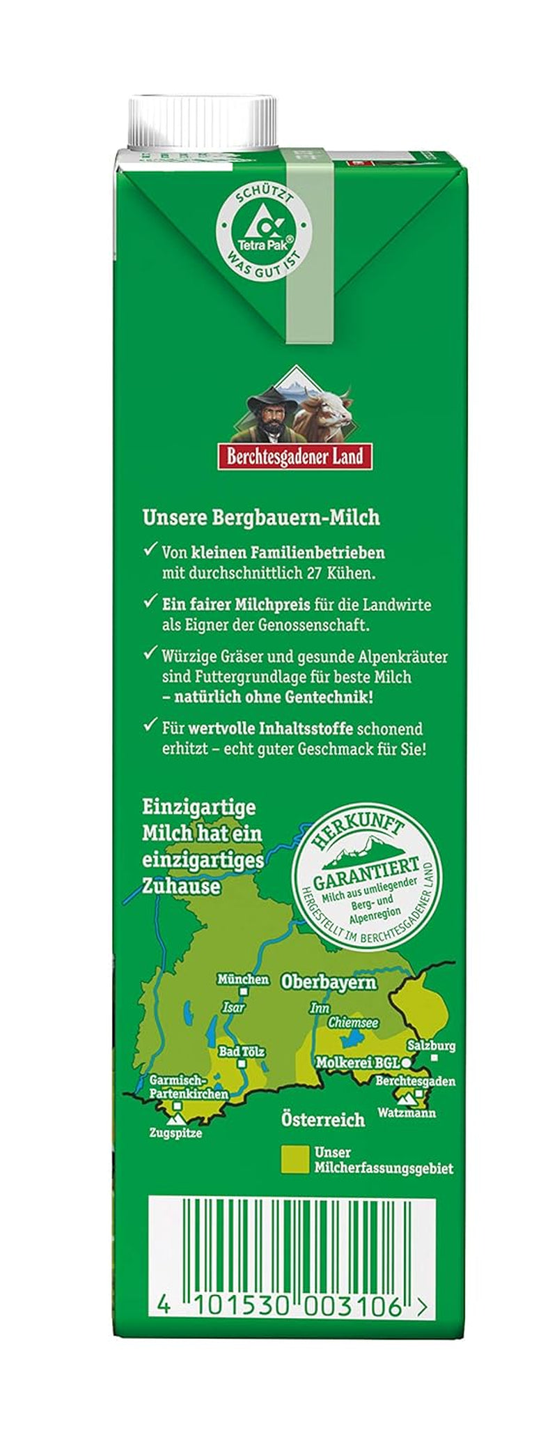 Berchtesgadener Land Haltbare Bergbauern-Milch, 1,5 % fedt, 12er pakke (12 x 1 l)