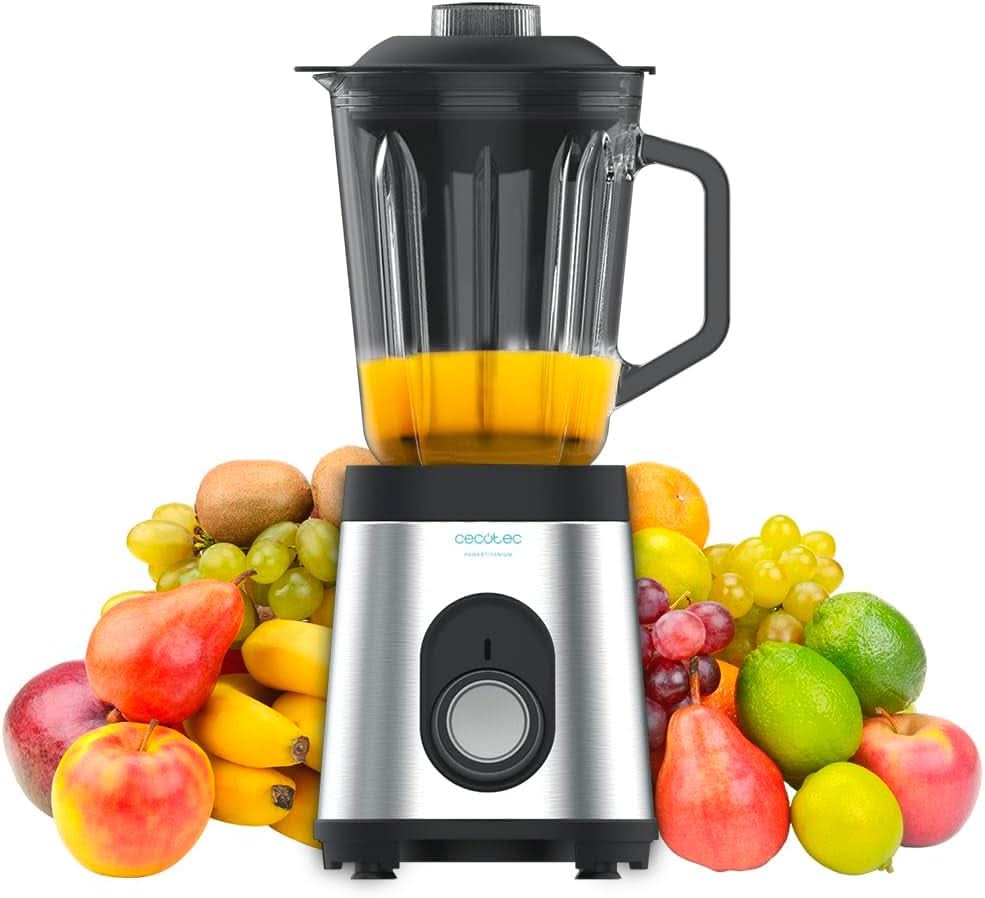 Cecotec Mixer Glas Power Schwarz Titan 1000 INOX. 1000 W, Edelstahlgehäuse, 6-Blatt-Blatt Mit Schwarzer Titanbeschichtung, 1,5-L-Glaskrug, 5 Geschwindigkeiten [Energieeffizienzklasse a +] Kitchen Naty Shop